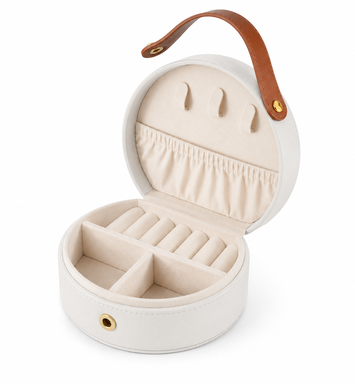 Mancerat Travel Jewelry Case – Compact Organizer (White)