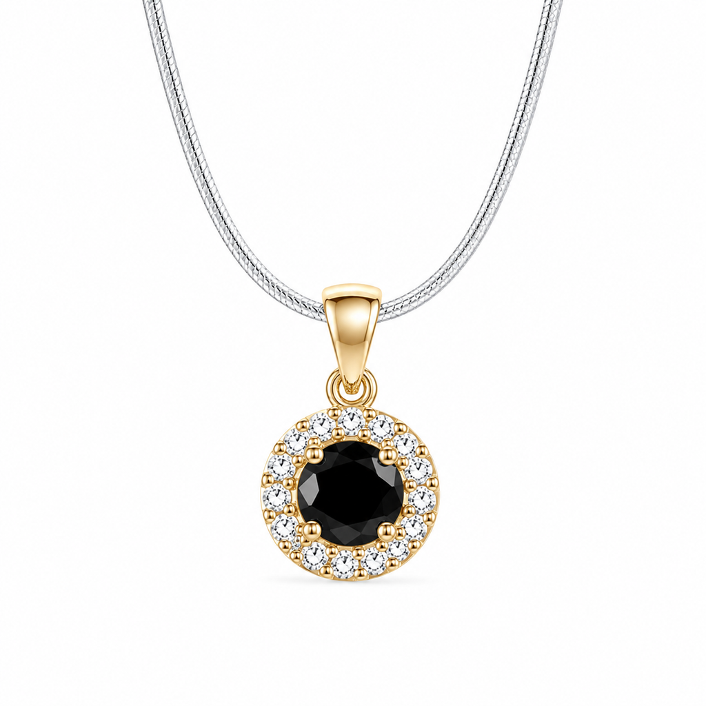 Mancerat Midnight Halo Jewelry Set – Sterling Silver (Pendant & Earrings)