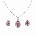 Pink Halo Jewelry Set – Sterling Silver (Pendant & Earrings)