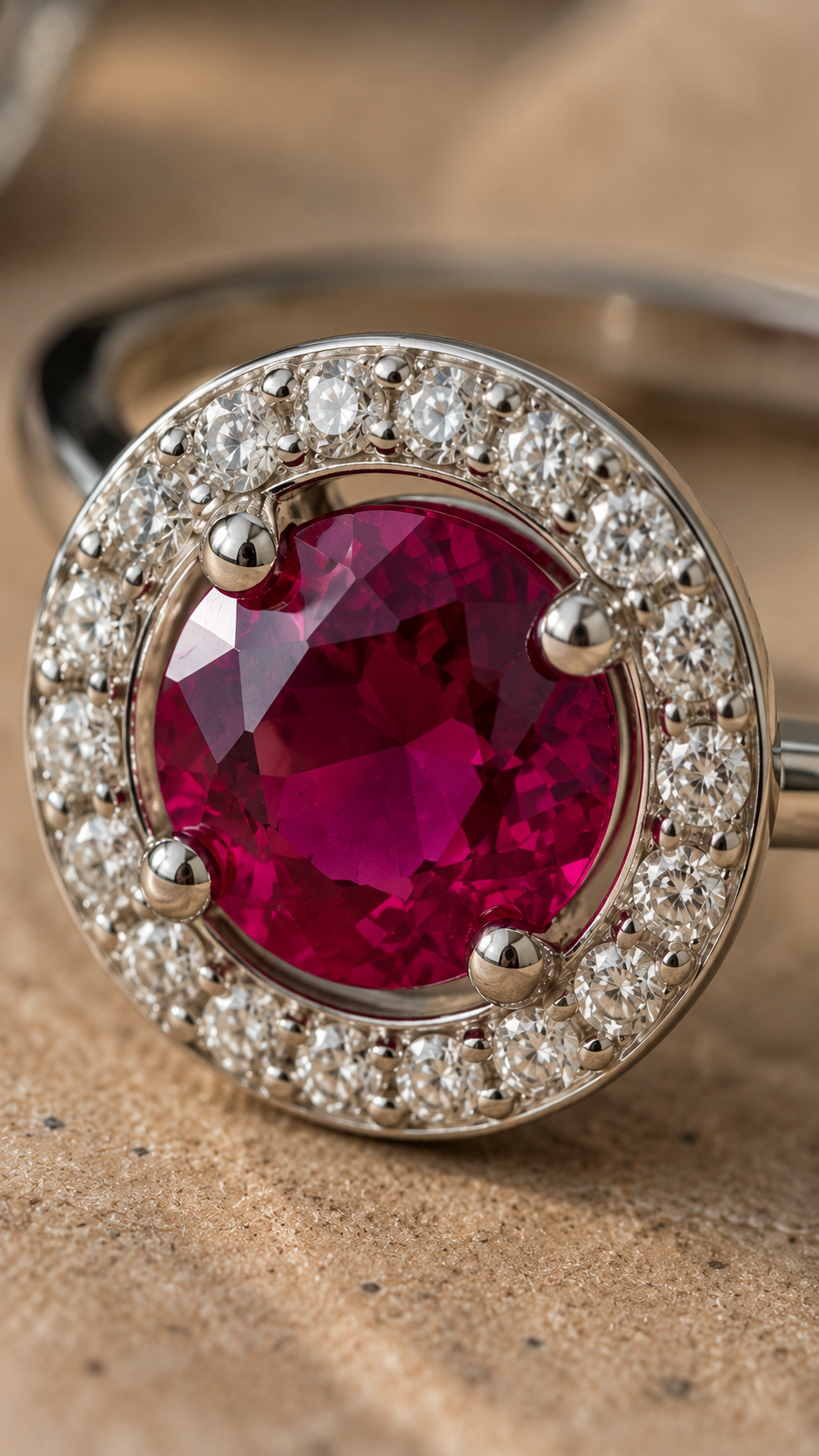 Radiance Halo Ruby Ring – Sterling Silver