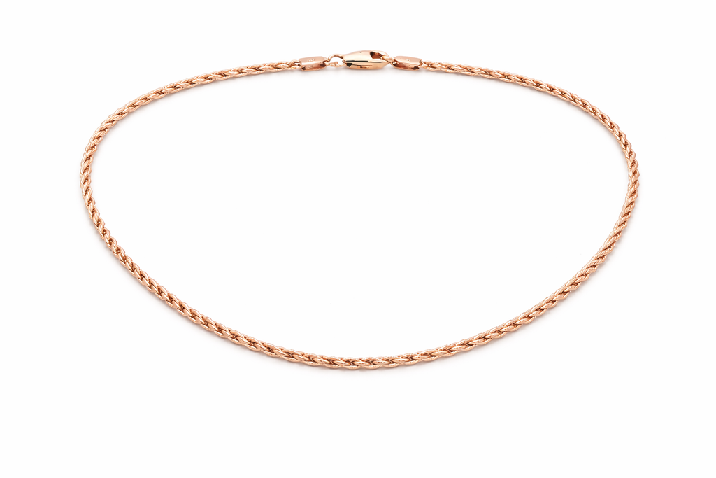 Sterling Silver Rose-Gold-Plated Rope (16”, 1.7 mm)