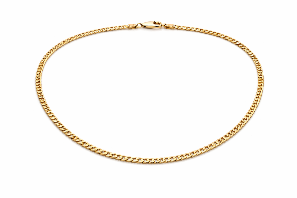 Sterling Silver Gold-Plated Flat Curb Chain (18”, 2.1 mm)