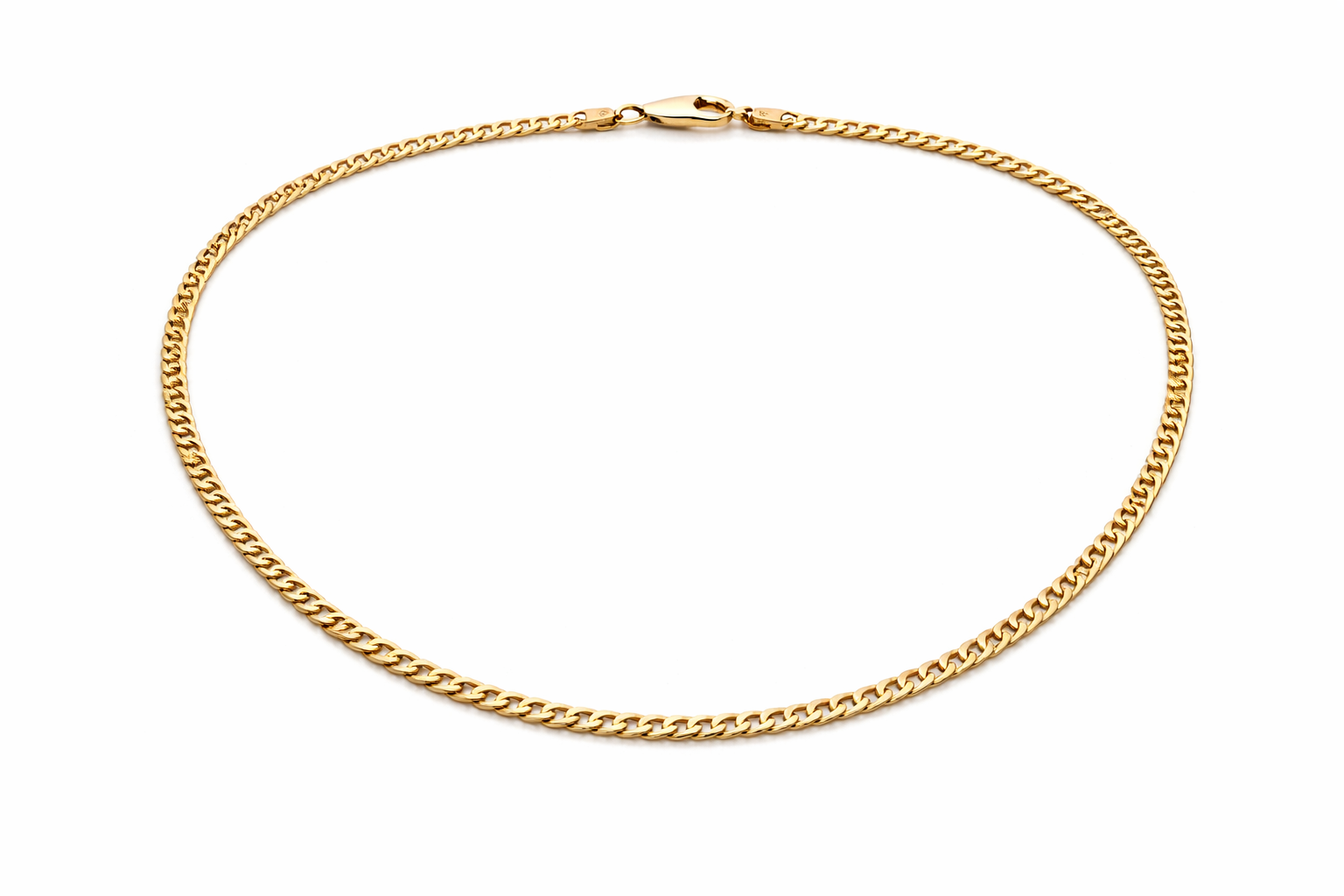 Sterling Silver Gold-Plated Flat Curb Chain (18”, 2.1 mm)