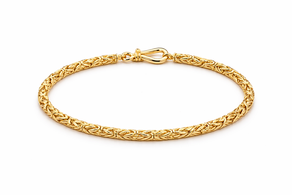 Sterling Silver Gold-Plated Byzantine Bracelet (7.5”, 2.5 mm)