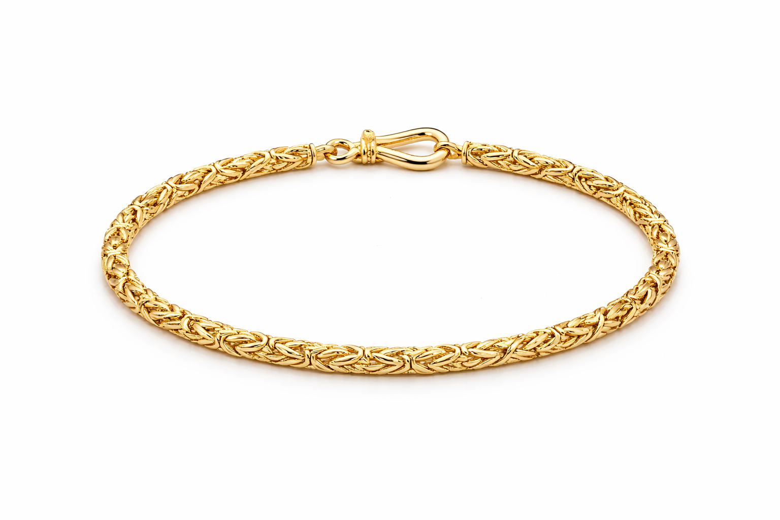 Sterling Silver Gold-Plated Byzantine Bracelet (7.5”, 2.5 mm)