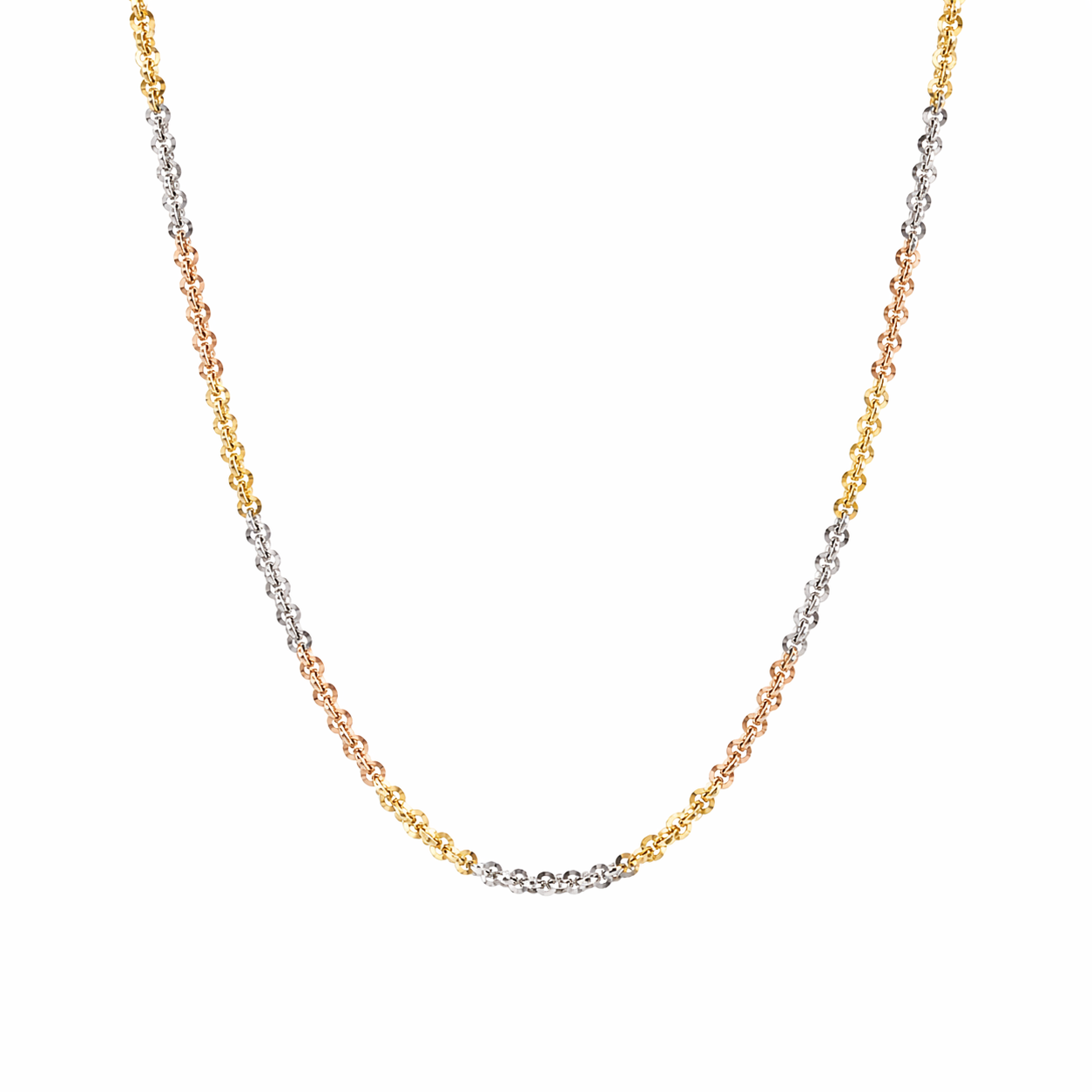 Italian Tricolor Diamond-Cut Twisted Chain (18”)