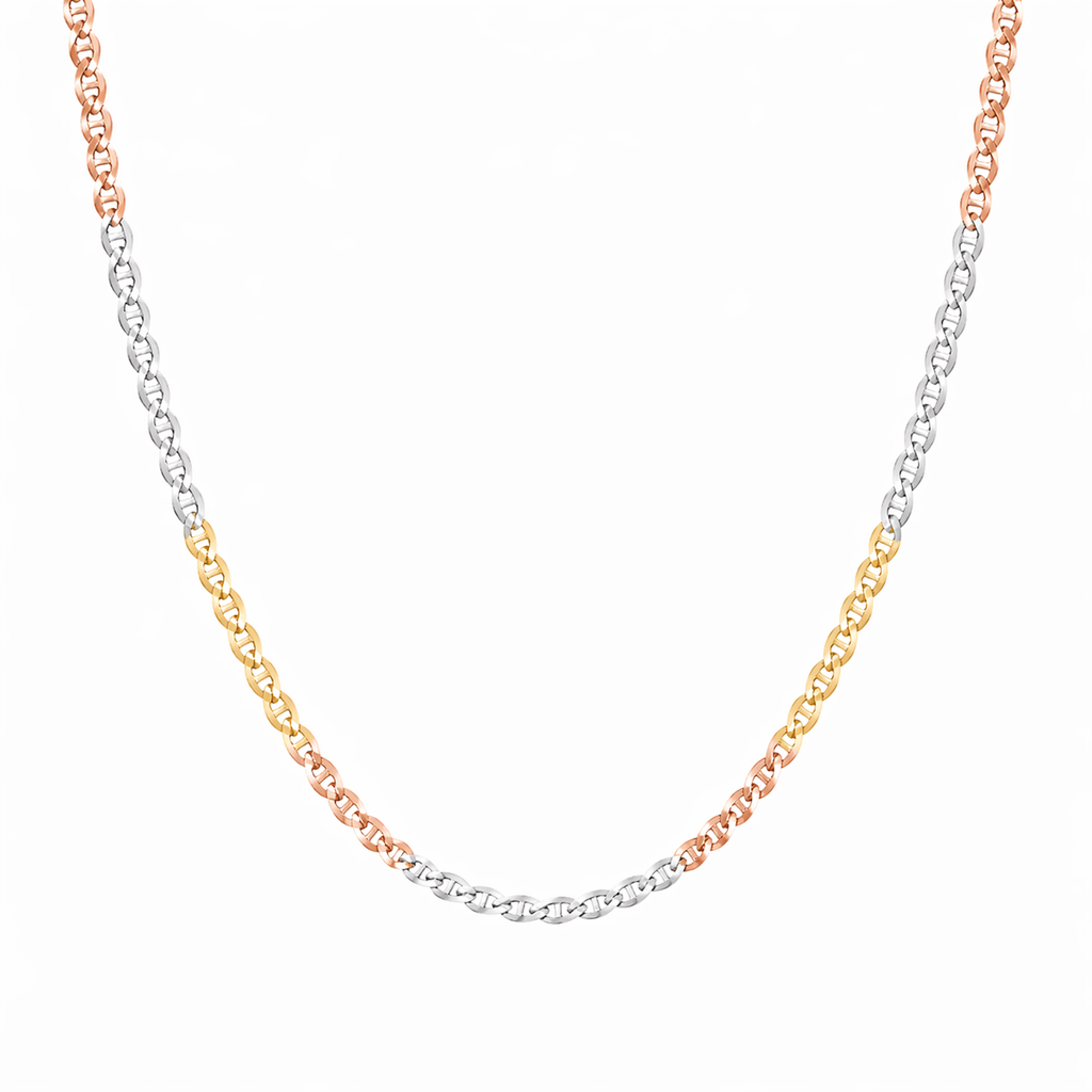 Italian Tricolor Mariner Chain — Sterling Silver (20”, 1.6 mm)