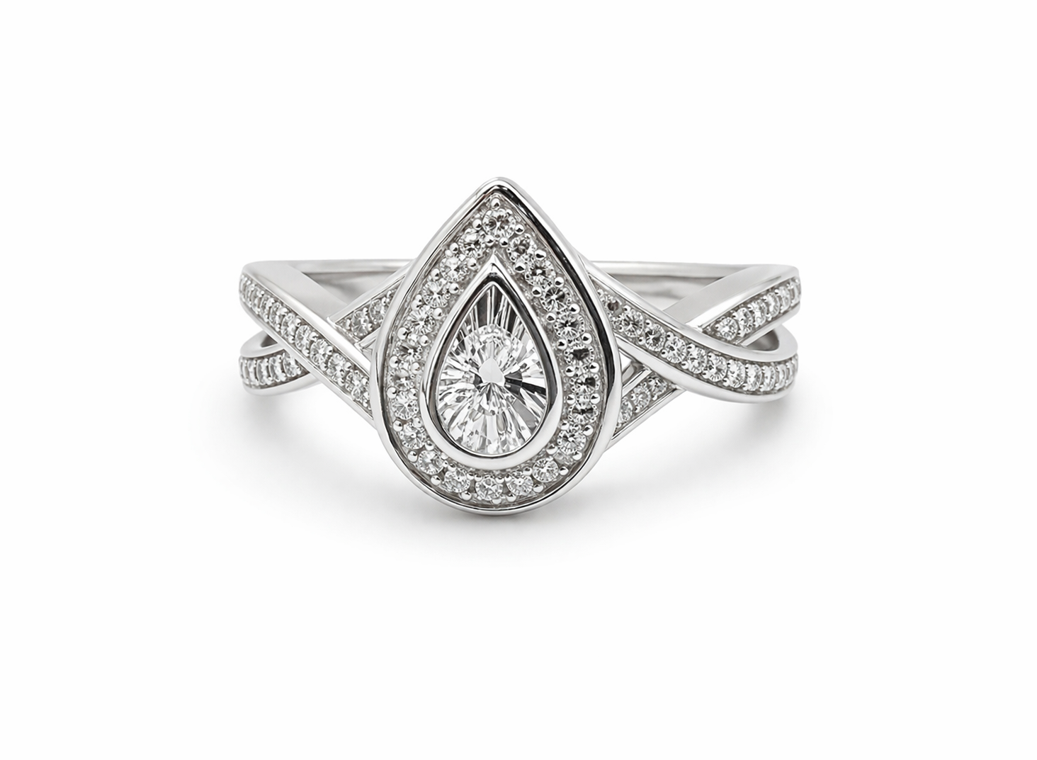 Sterling Silver Pear-Shaped Natural Diamond Ring (0.01 CTW, Size 7)