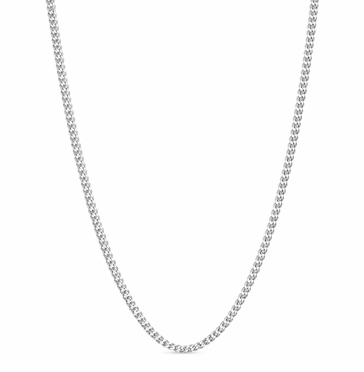 Sterling Silver Flat Cuban Chain (18”, 2 mm)