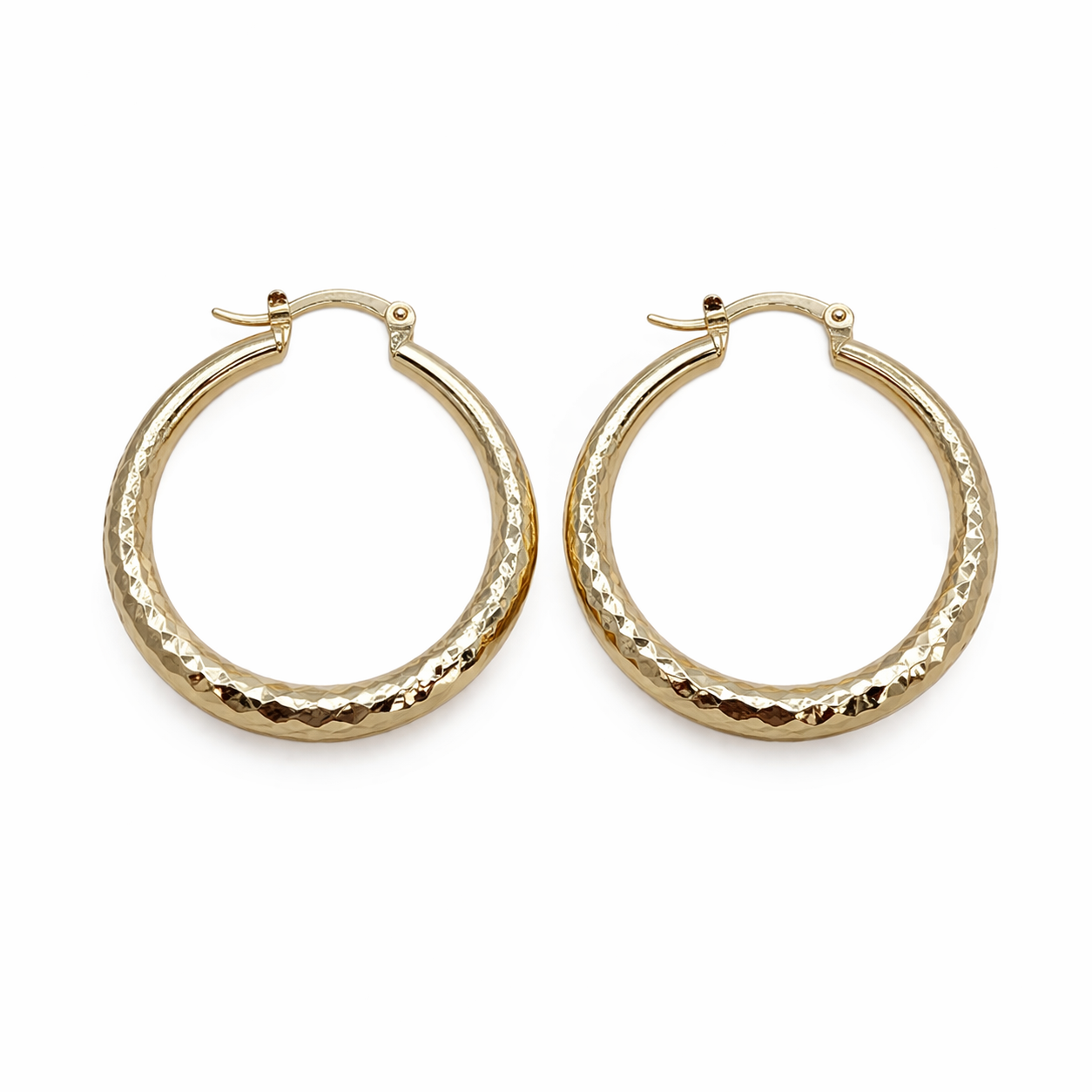 Diamond-Cut Gold Hoop Earrings – 14K Gold Filled (30mm)