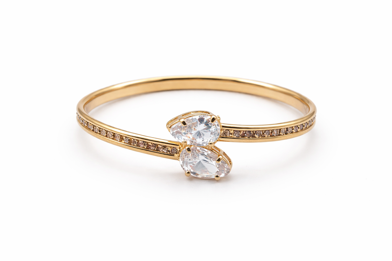 Mancerat Clarity Dual Stone Cuff – 18K Gold Filled