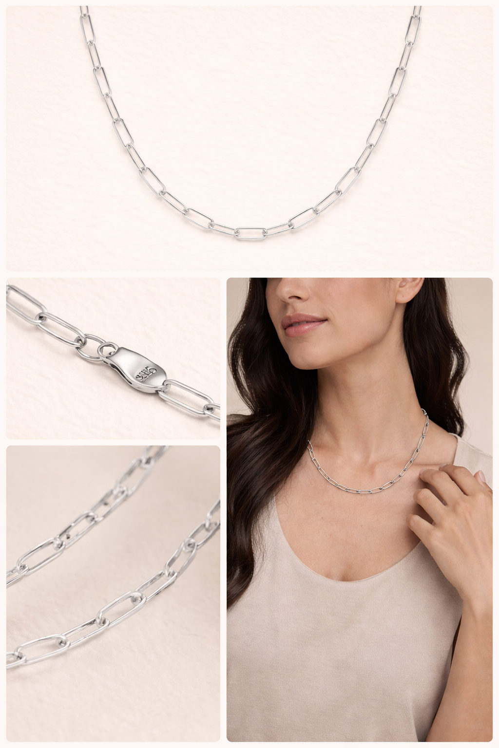 Sterling Silver Elongated Link Chain (18”, 2.5 mm)