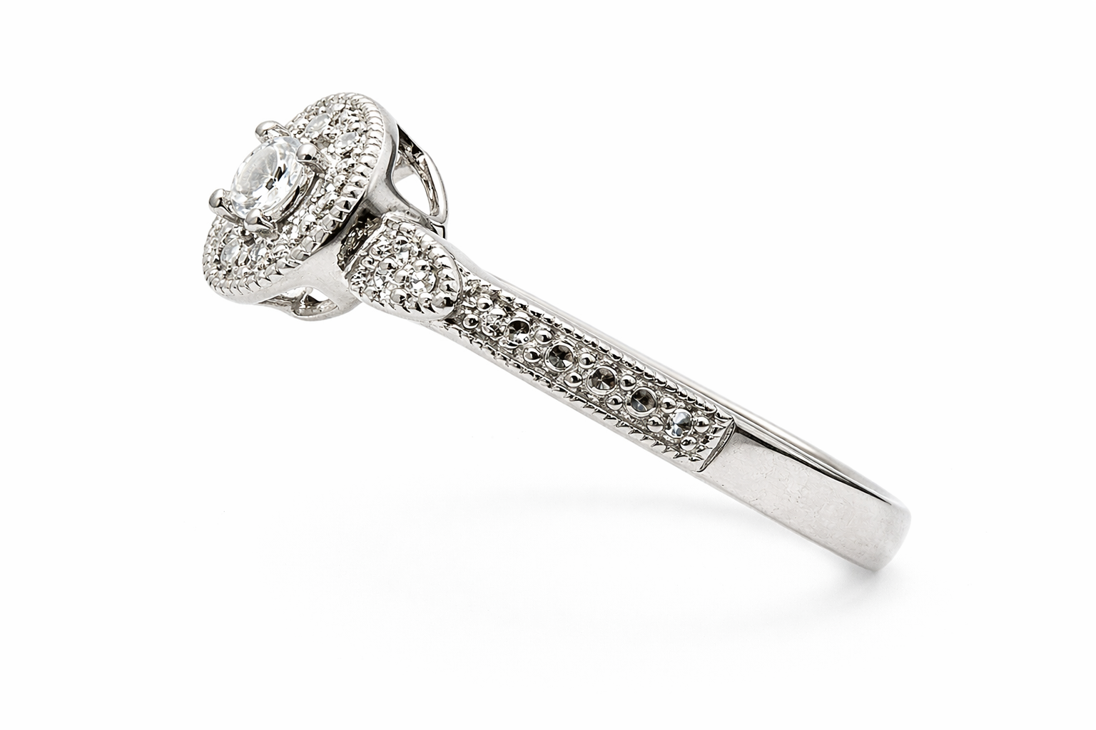 Sterling Silver Round Diamond Accent  (1/20 CTW, Size 7)