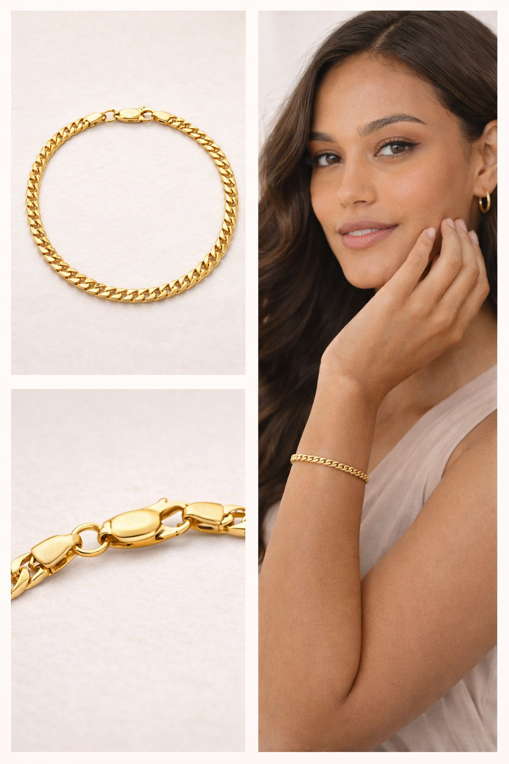 Sterling Silver Gold-Plated Flat Curb Bracelet (7.25”, 2.1 mm)