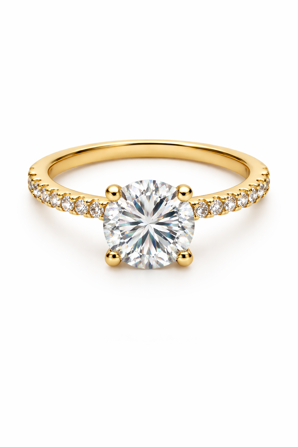 Sterling Silver Gold-Plated Moissanite Ring (8 mm, Size 6)