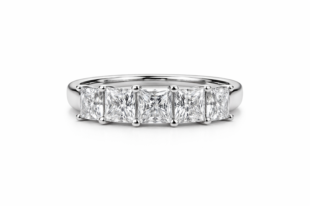 Sterling Silver Three-Stone Moissanite Ring (4.75 CTW, Size 5)