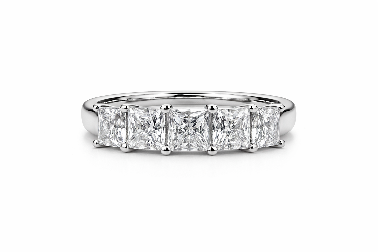 Sterling Silver Three-Stone Moissanite Ring (4.75 CTW, Size 5)