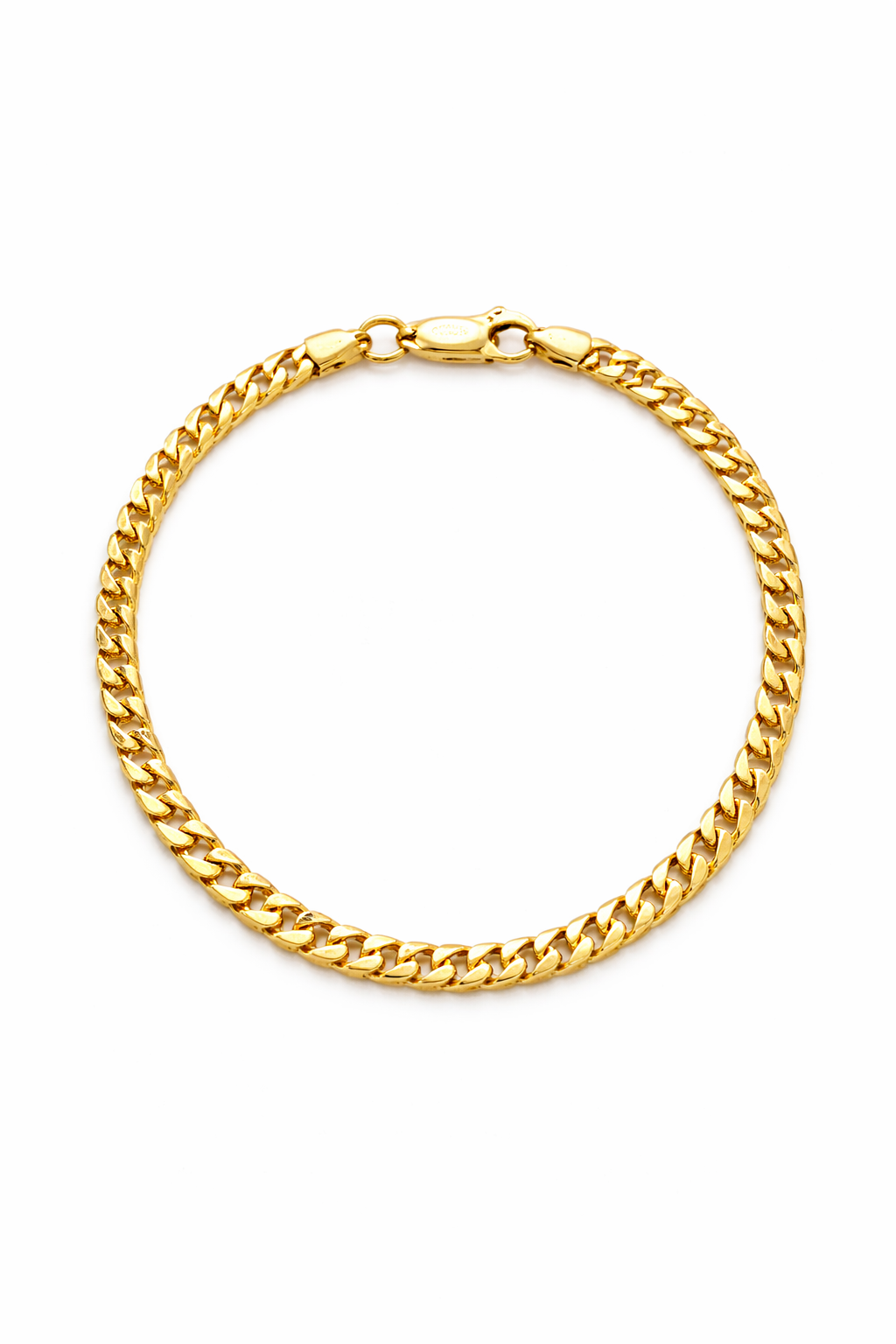 Sterling Silver Gold-Plated Flat Curb Bracelet (7.25”, 2.1 mm)