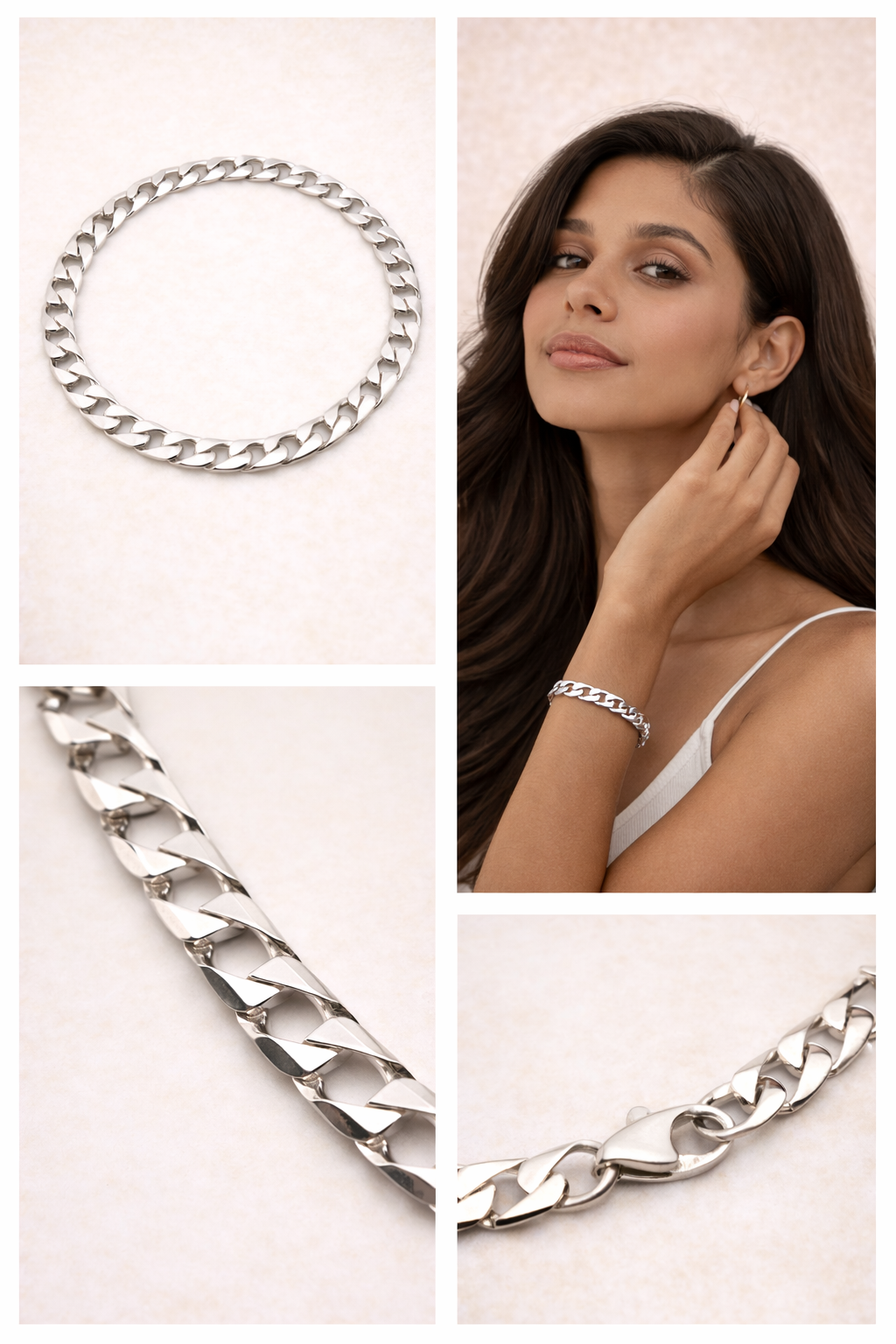 Sterling Silver flat Curb Chain Bracelet – Polished (4.8 mm, 7”)