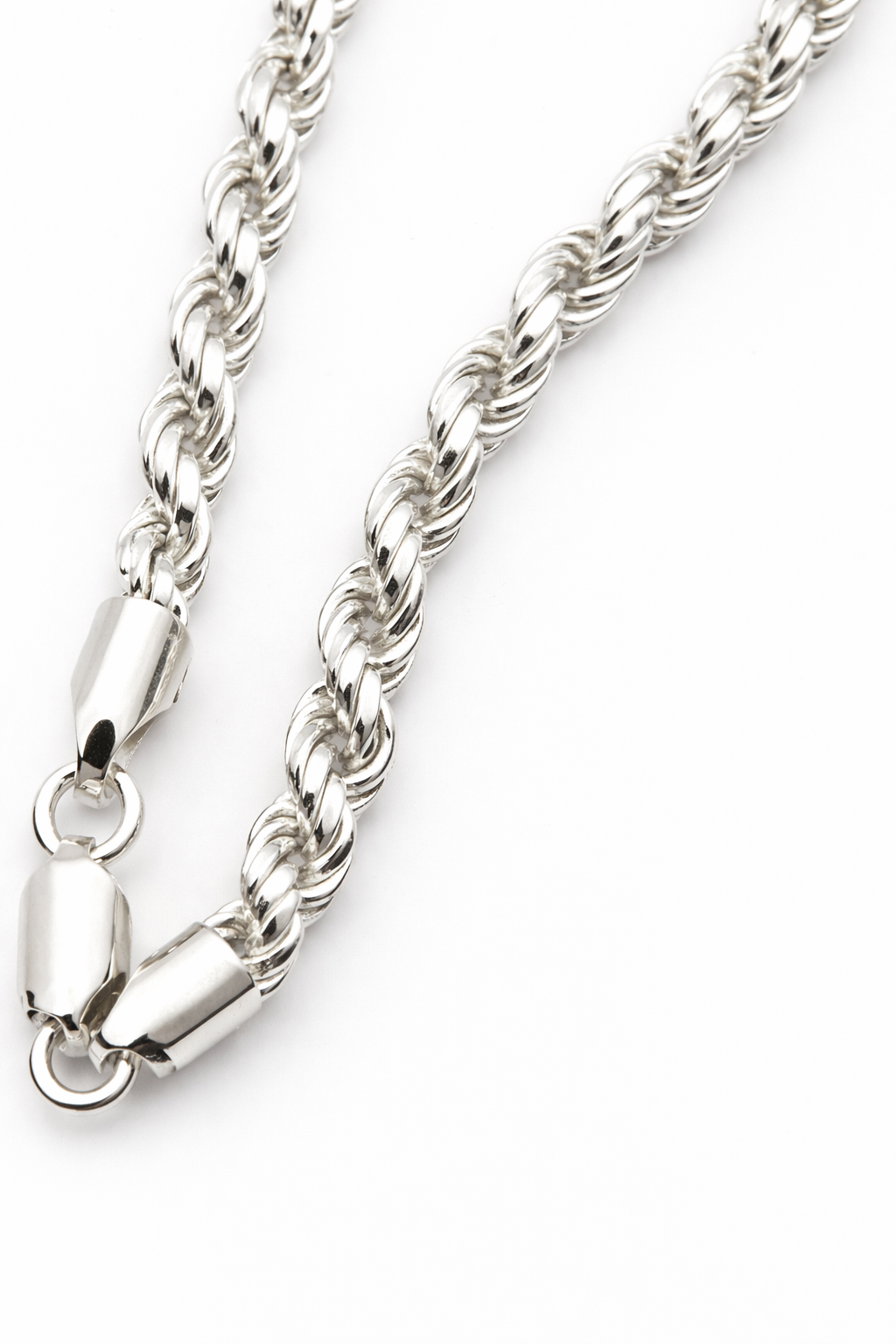 Sterling Silver Rope Chain Bracelet (7.5”, 3.8 mm)
