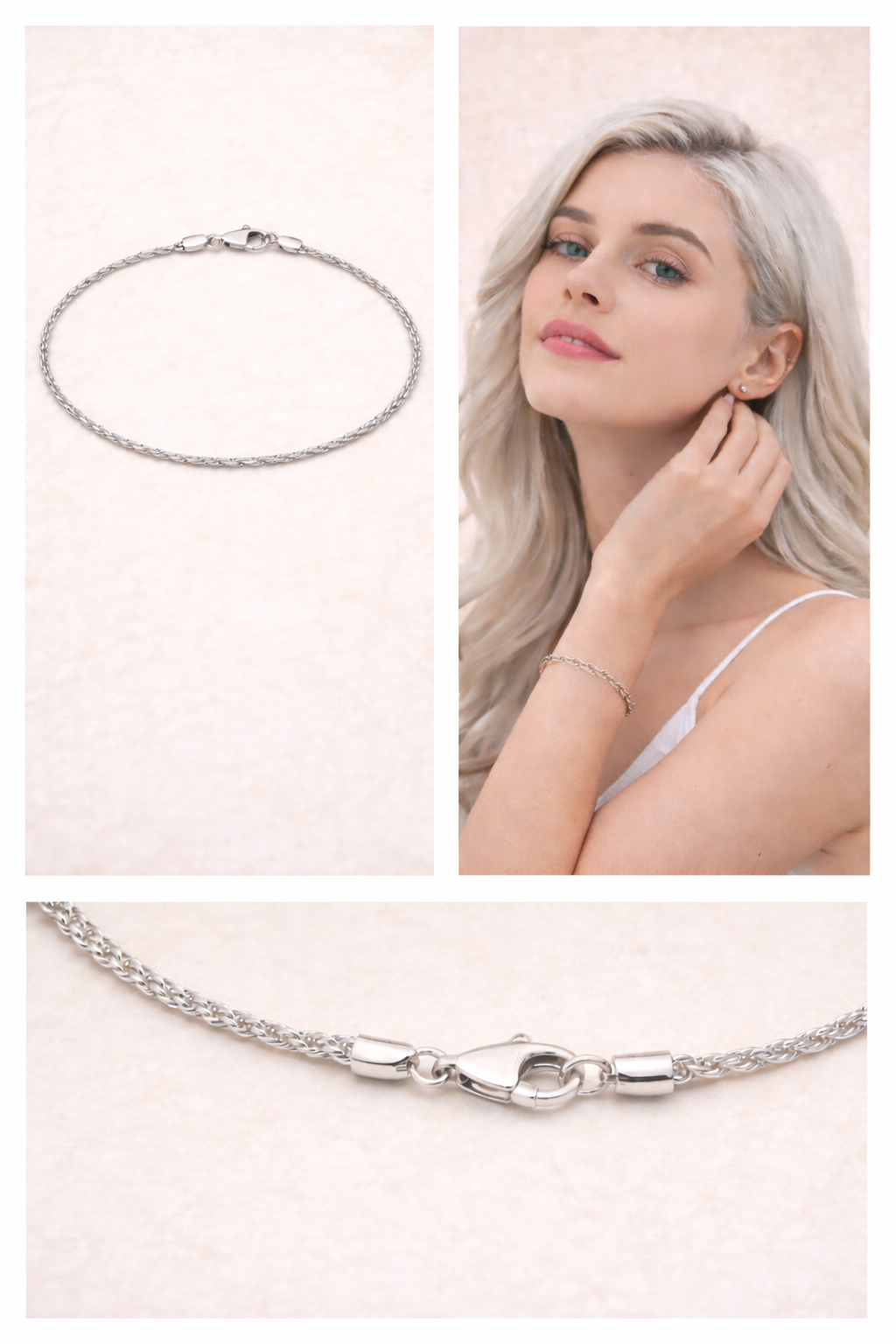 Sterling Silver Rope Chain Bracelet (7.5”, 3.8 mm)