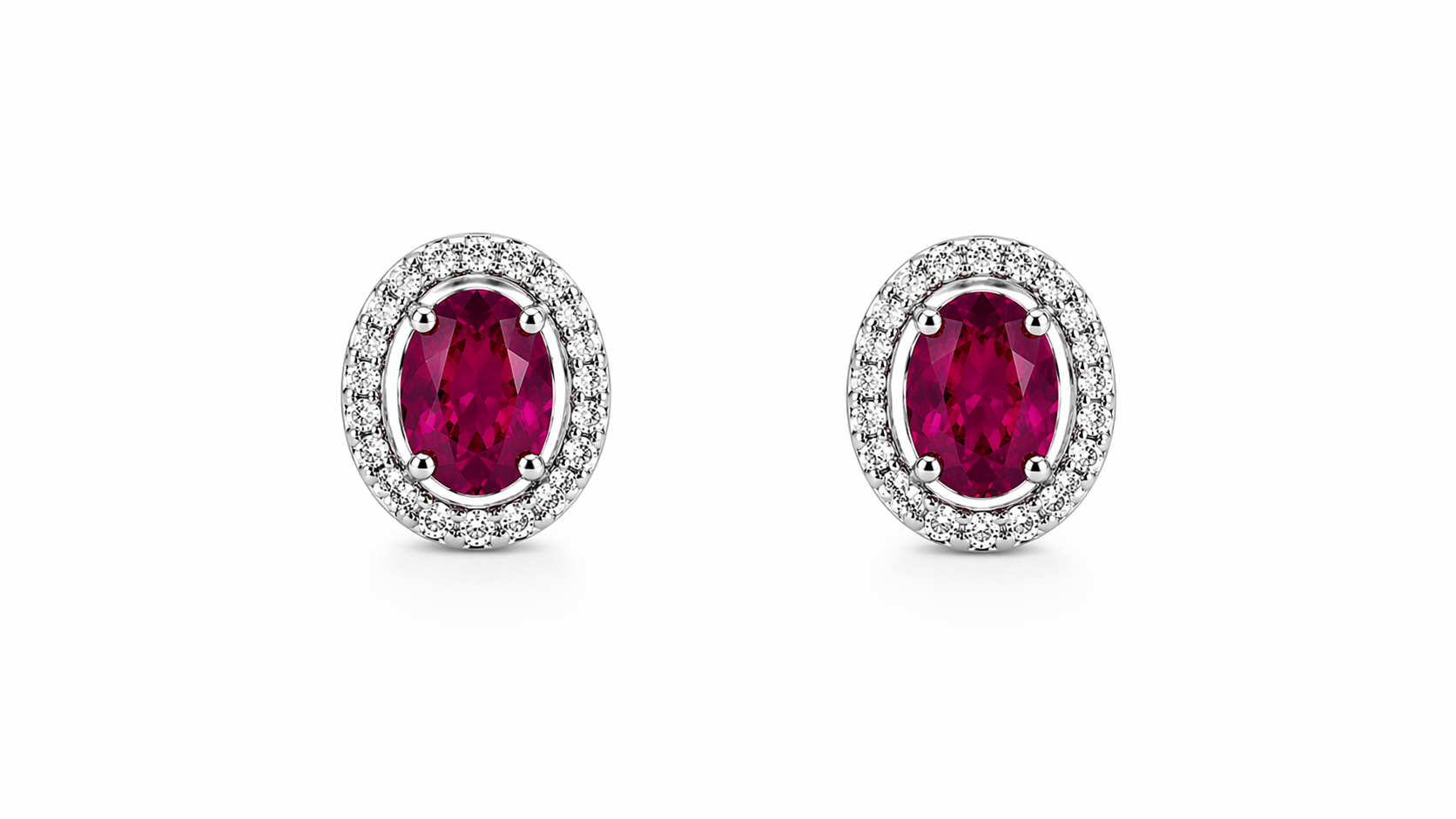 Mancerat Ruby Halo Jewelry Set – Sterling Silver (Pendant & Earrings)