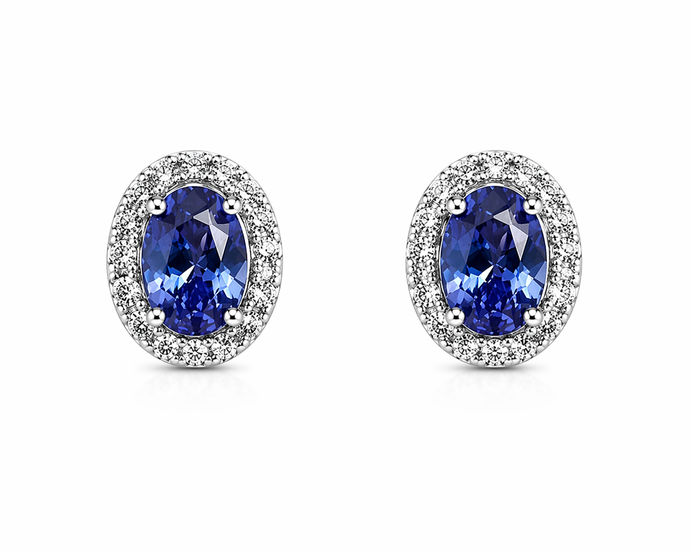 Mancerat Tanzanite Halo Jewelry Set – Sterling Silver (Pendant & Earrings)