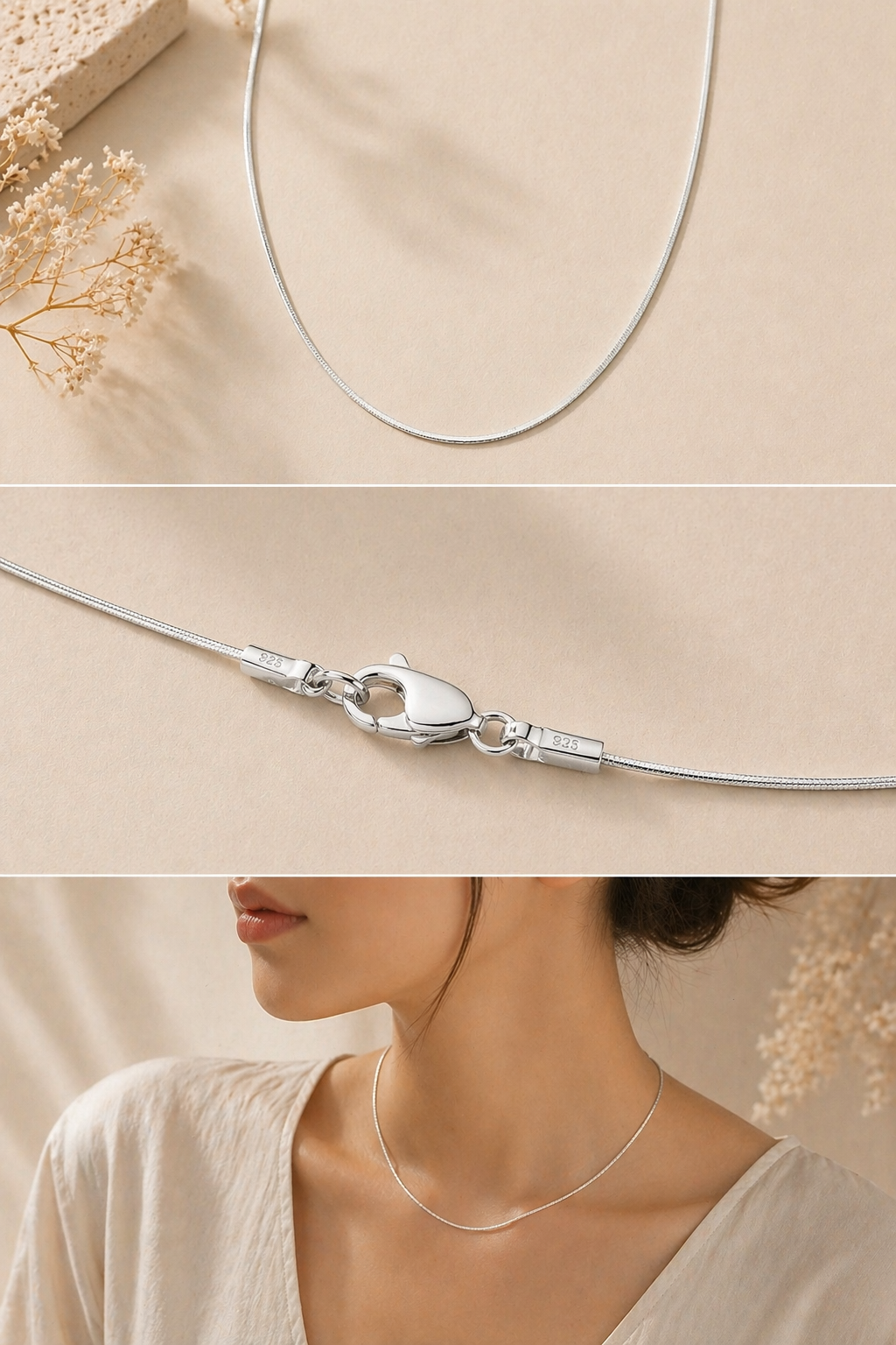 Mancerat Square Snake Chain – Sterling Silver (18”)