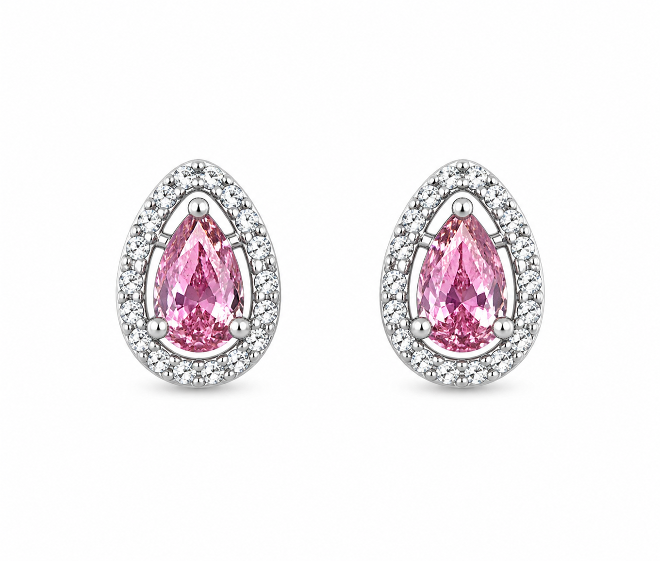 Pink Halo Jewelry Set – Sterling Silver (Pendant & Earrings)