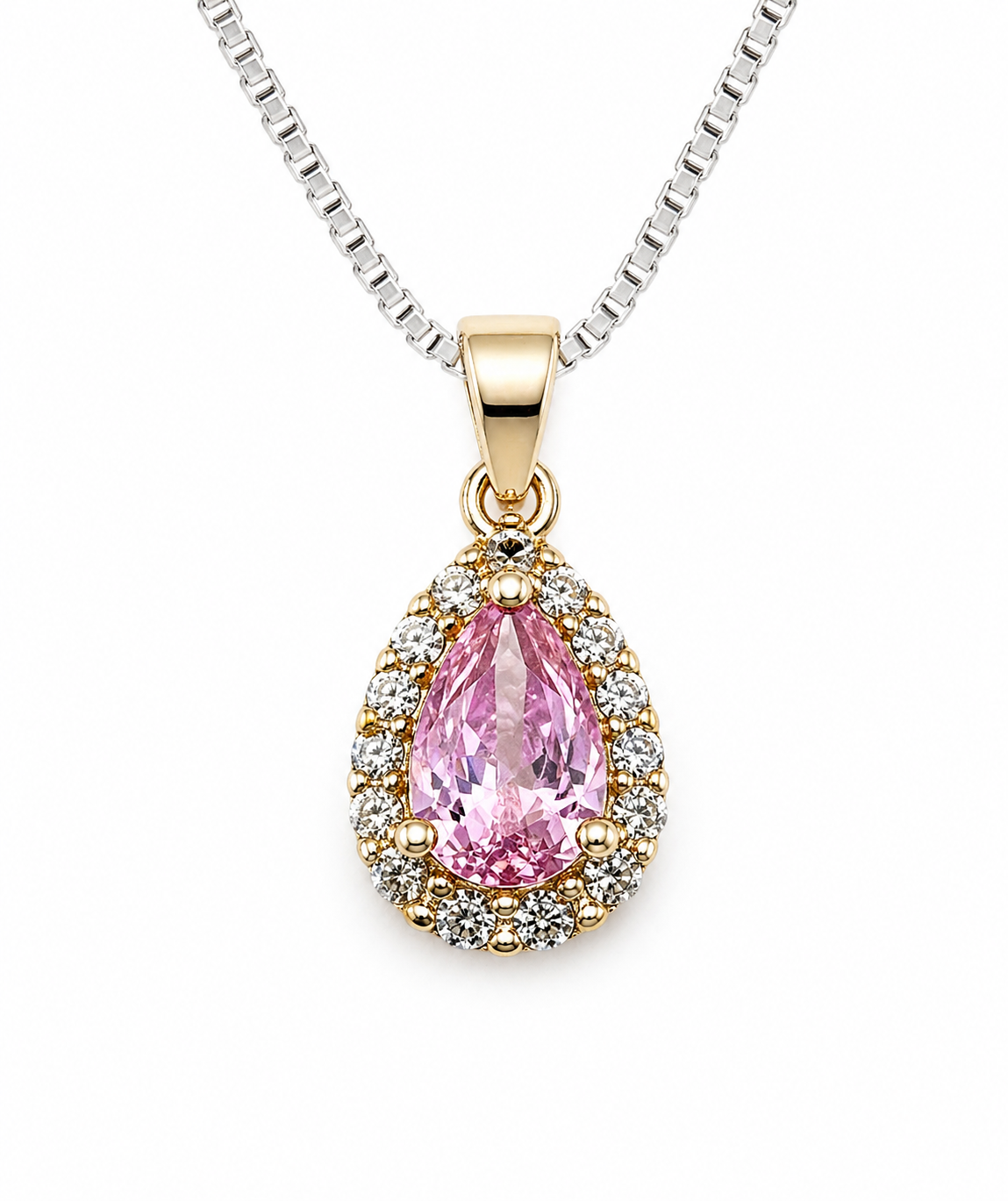 Blush Halo Jewelry Set – Gold Plated Sterling Silver (Pendant & Earrings)