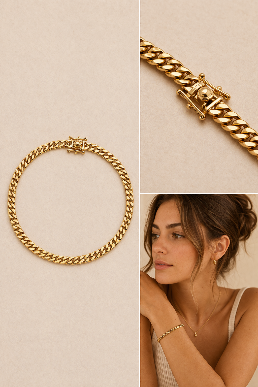 Gold-Plated Sterling Silver Cuban Link Bracelet (4.8 mm, 8.5”)
