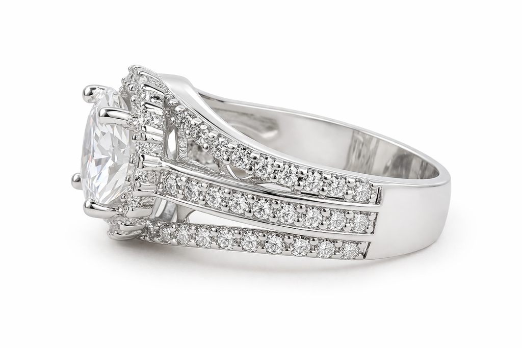Sterling Silver Moissanite Statement Ring (5.08 CTW, Size 5)