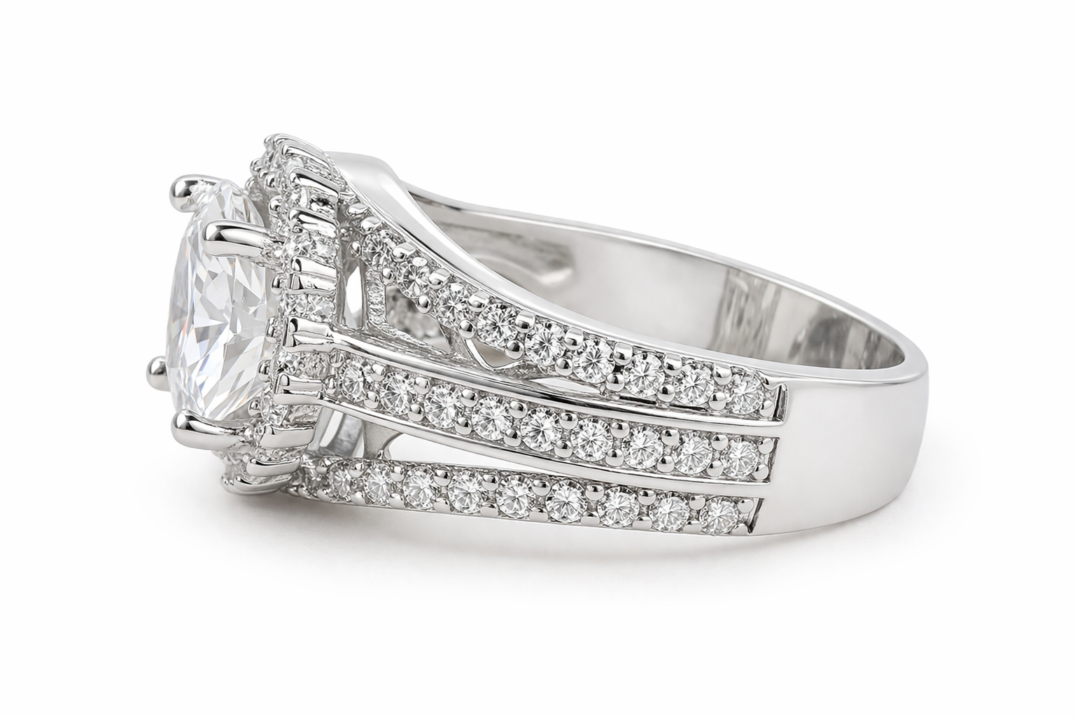 Sterling Silver Moissanite Statement Ring (5.08 CTW, Size 5)