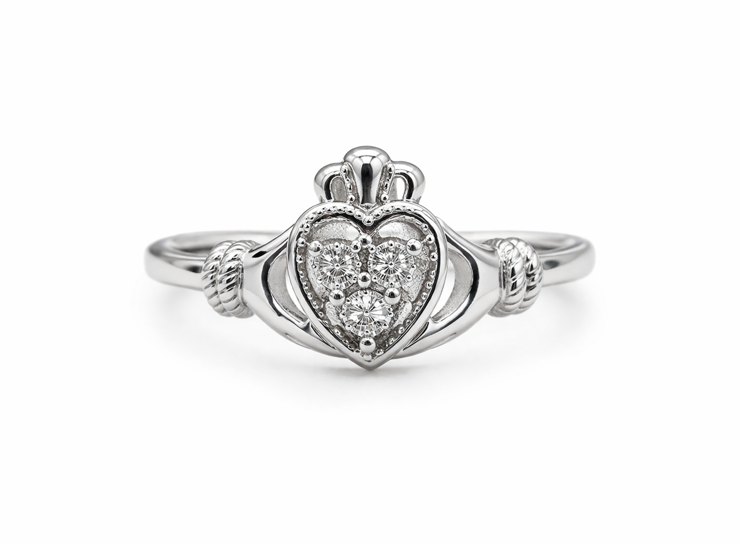 Sterling Silver Diamond Heart Ring (0.02 CTW, Size 7)