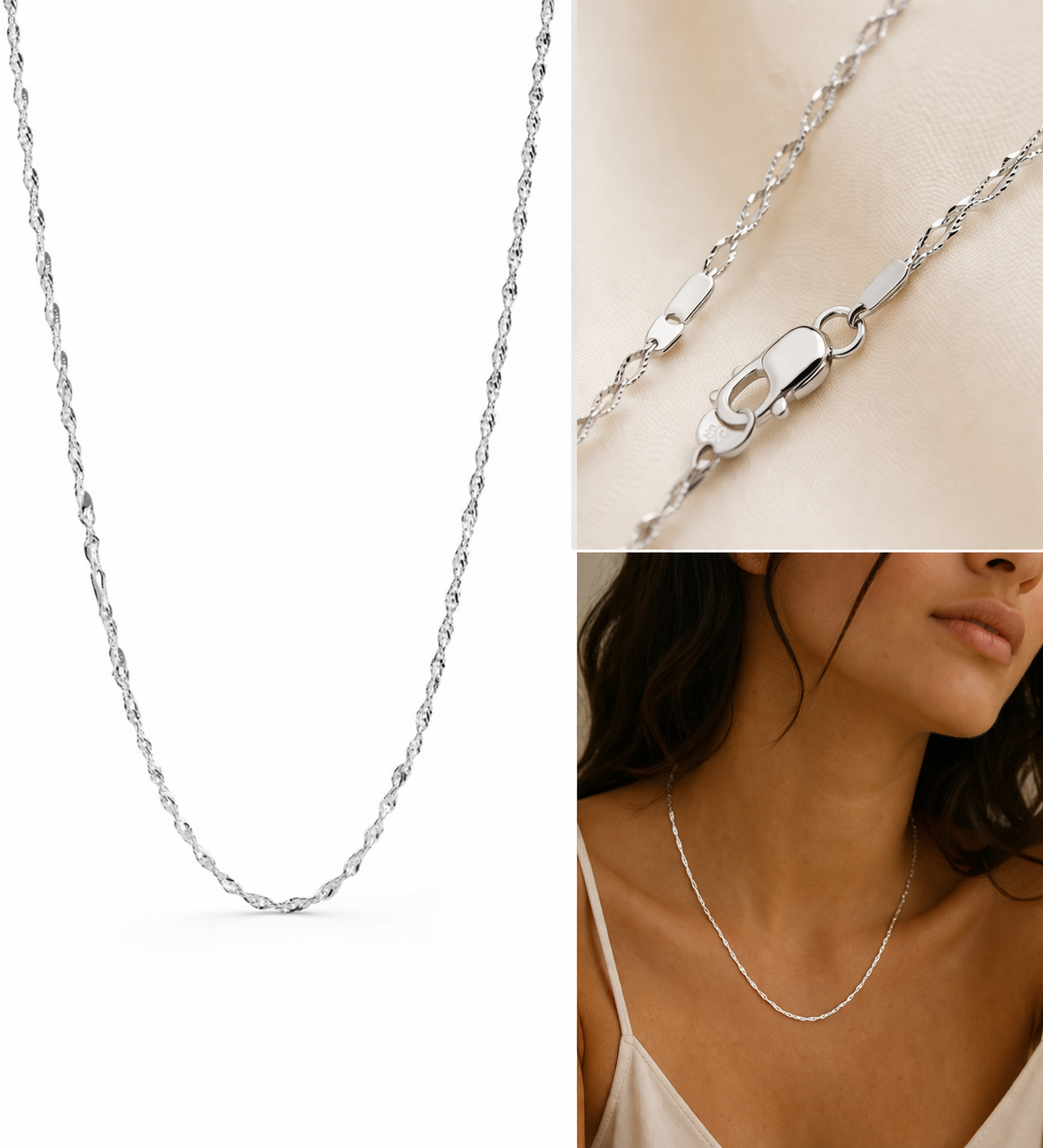 Sterling Silver Singapore Chain (20”, 1.8 mm)