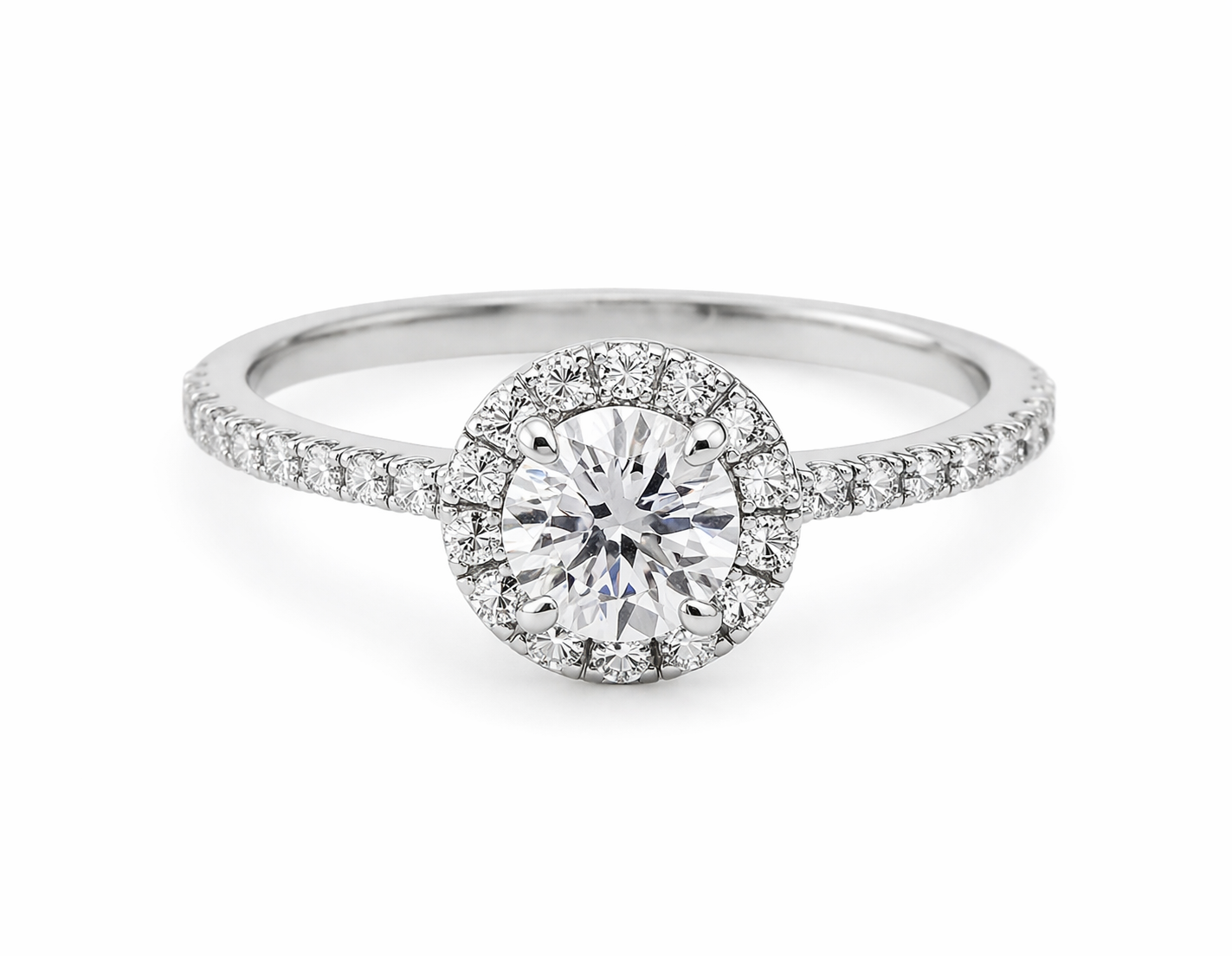Sterling Silver Halo Moissanite Ring (0.88 CTW, Size 6)