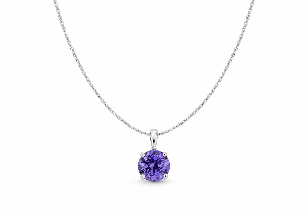 Sterling Silver Purple Solitaire Set (18”)