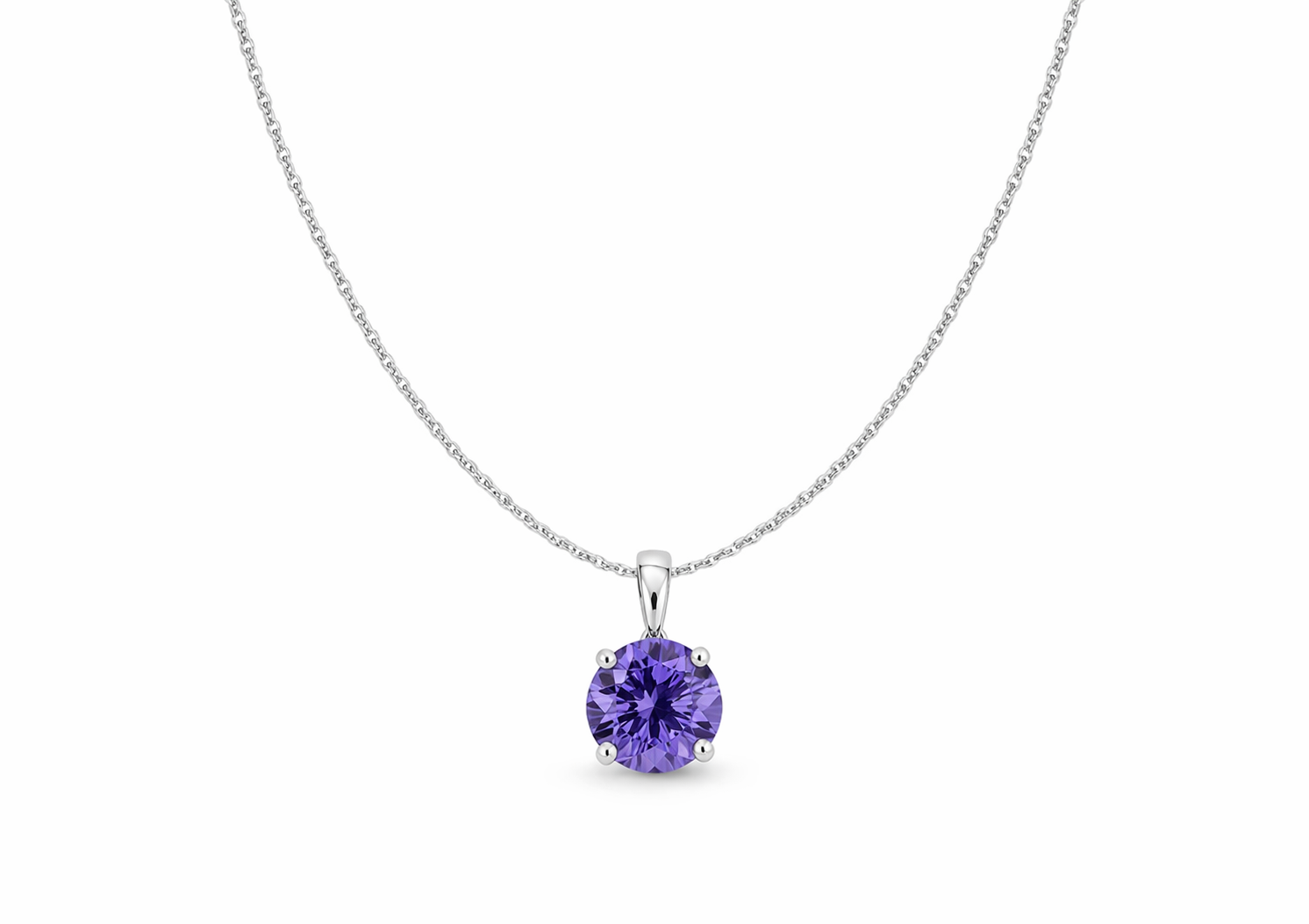 Sterling Silver Purple Solitaire Set (18”)
