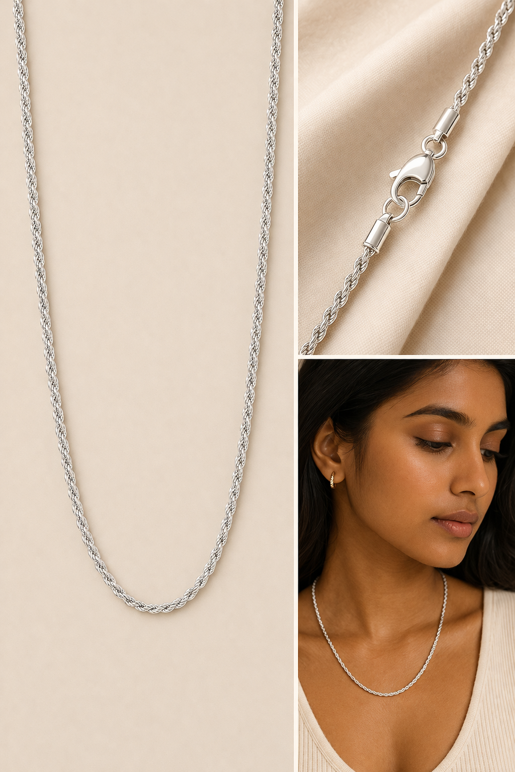 Sterling Silver Twisted Rope Chain (18”, 1.8 mm)