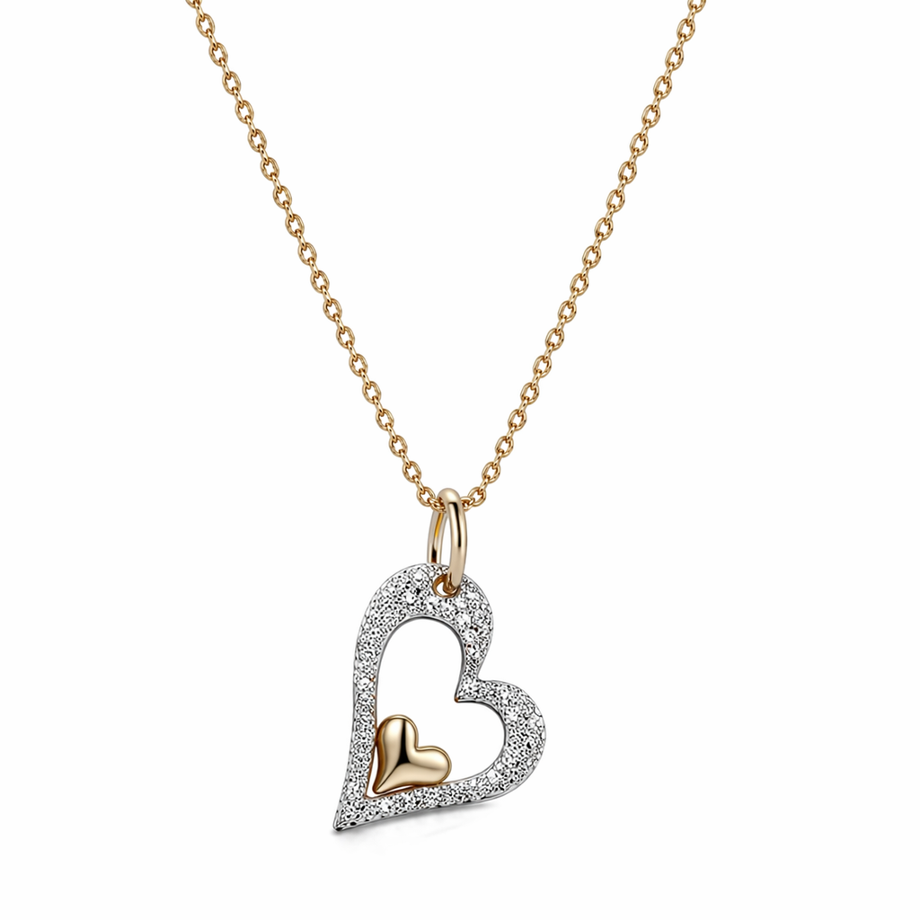 Sterling Silver Gold-Plated Heart Pendant Necklace (18.5”)