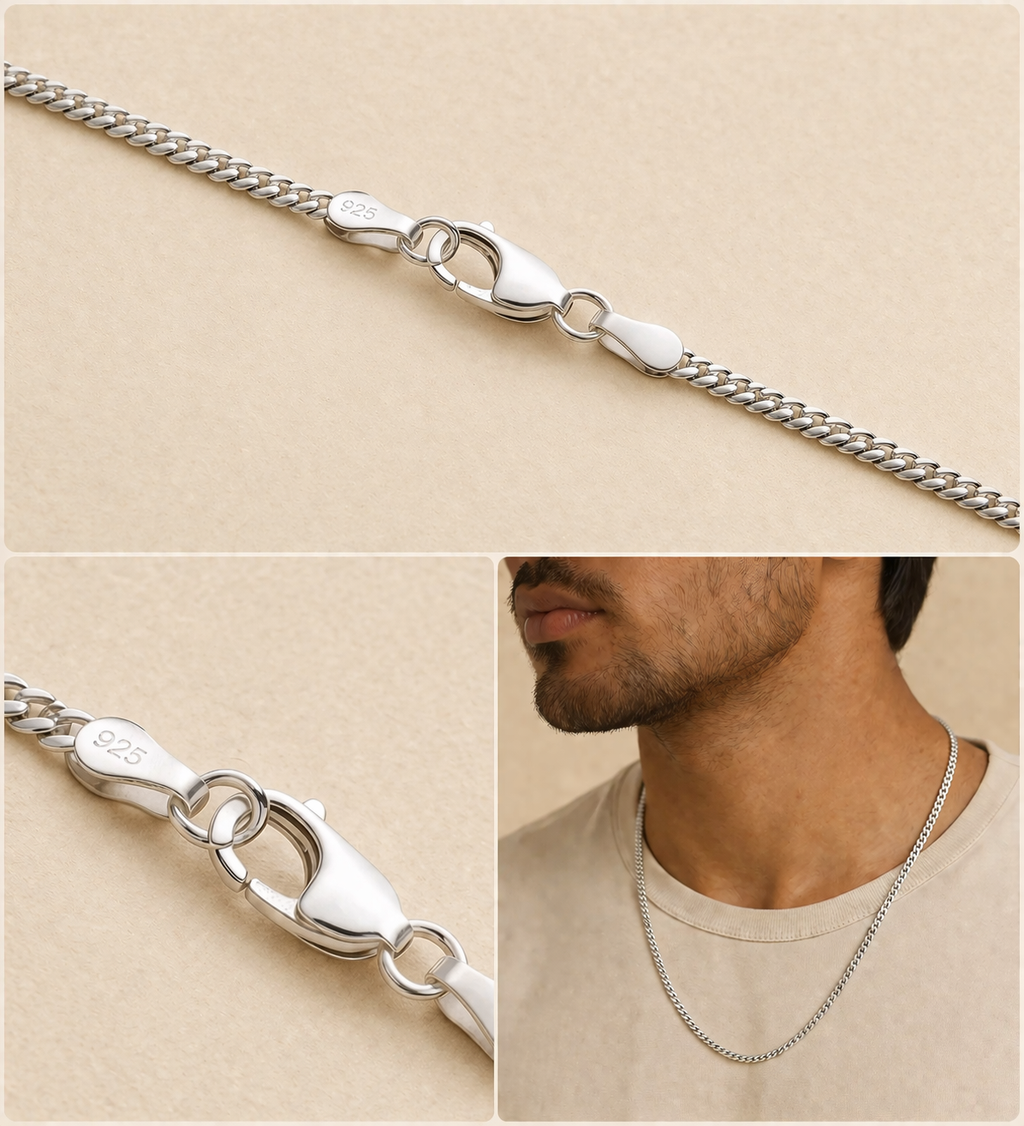 Sterling Silver Flat Cuban Chain (18”, 2 mm)