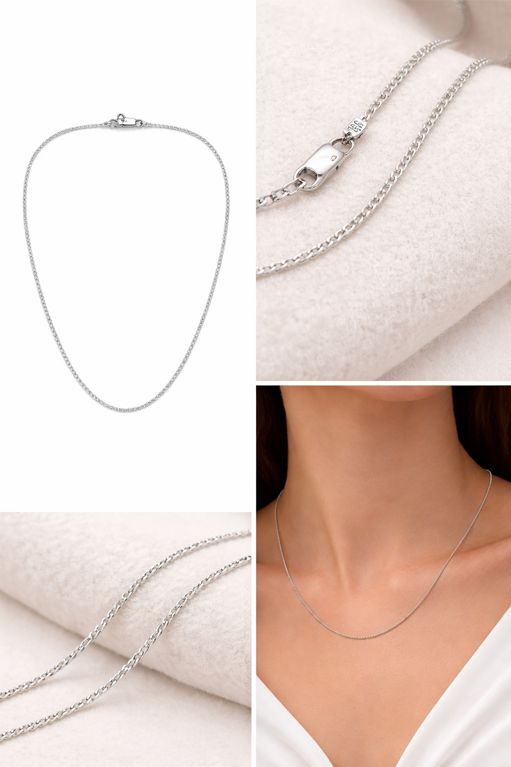 Sterling Silver Curb Link Chain (16”, 1.8 mm)