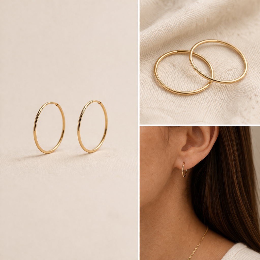 10K Gold Hoop Earrings (15 mm)