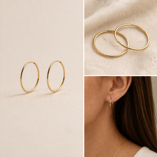 10K Gold Hoop Earrings (15 mm)