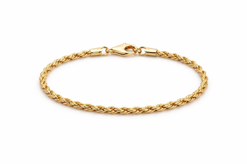 Diamond-Cut Rope Chain Bracelet (10K Gold)