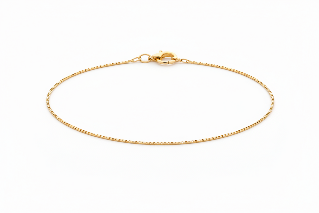 10K Yellow Gold Box Chain Bracelet (6”, 1.1 mm)