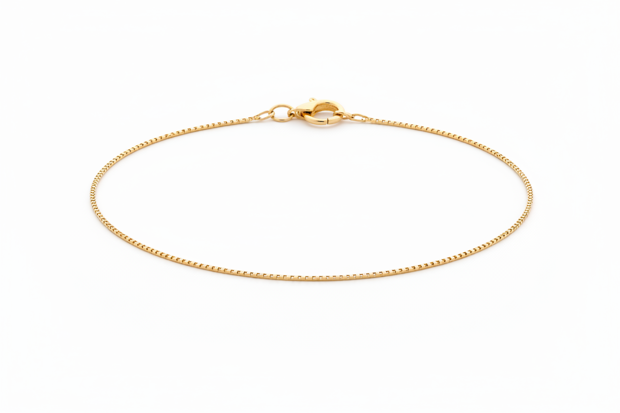10K Yellow Gold Box Chain Bracelet (6”, 1.1 mm)
