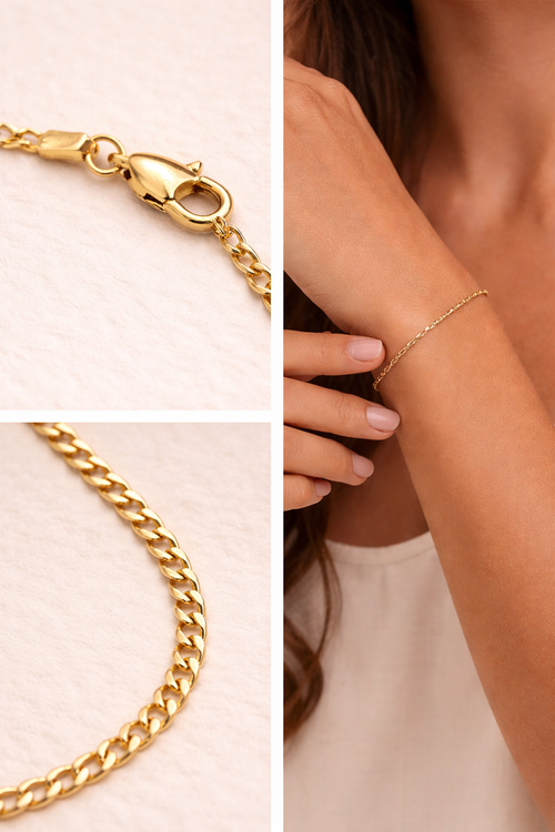 10K Gold Curb Chain Bracelet (8.25”, 2 mm)