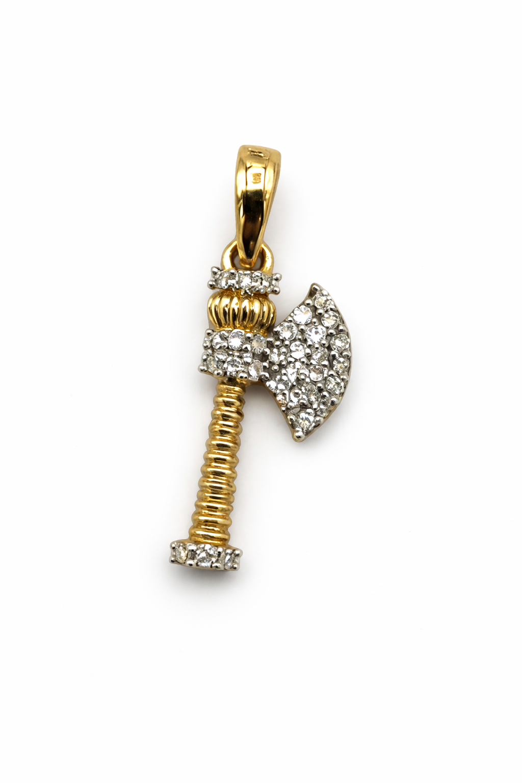 10K Solid Gold Axe Pendant with Diamond Accents (0.10 CTW)
