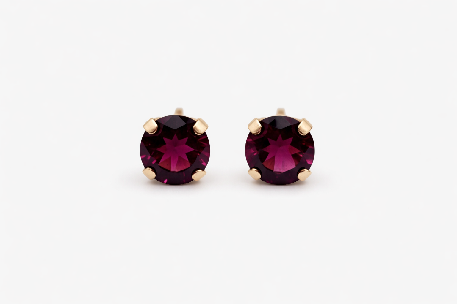 14K Gold Garnet Stud Earrings
